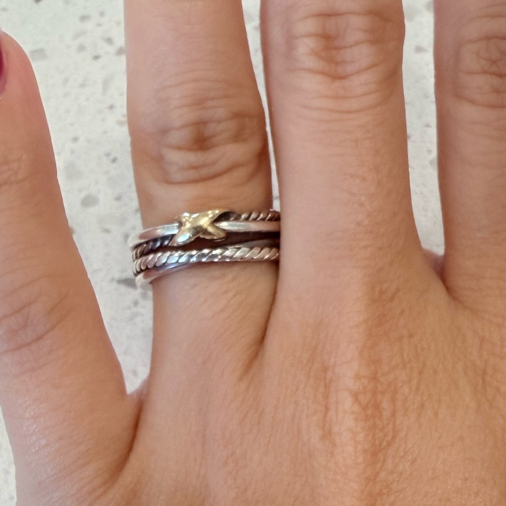 Elegant Silver and Gold Women's Ring Set